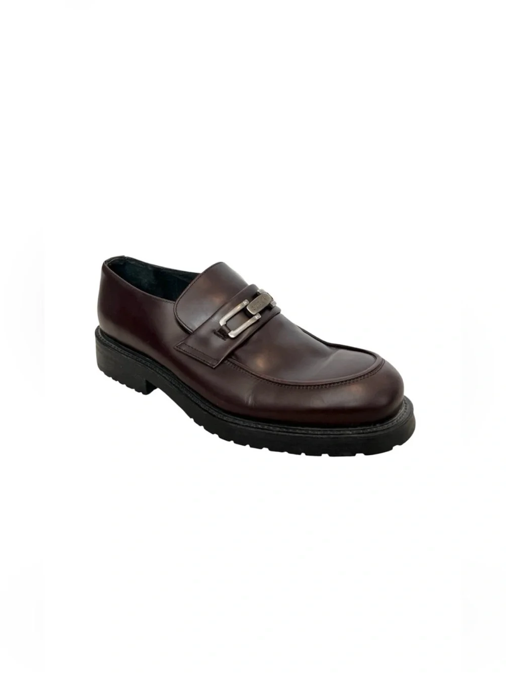 Guess Men's Brown Leather Buckle Loafers Size: 10 1/2